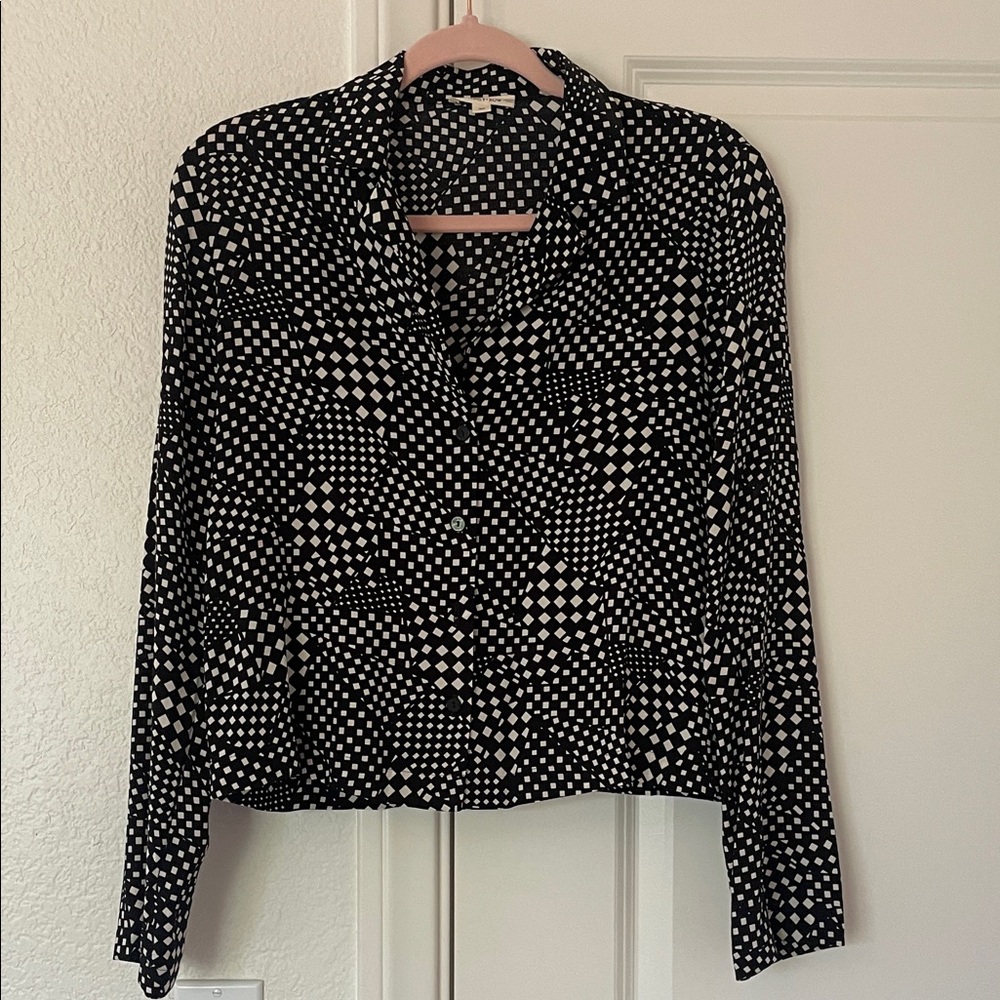 Whimsy + Row Black and White Long Sleeve Button Down Shirt